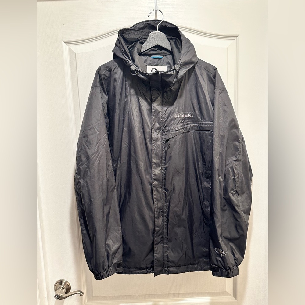 Columbia Men’s Jacket Black Hooded Windbreaker Waterproof Omni Tech,Size: Large